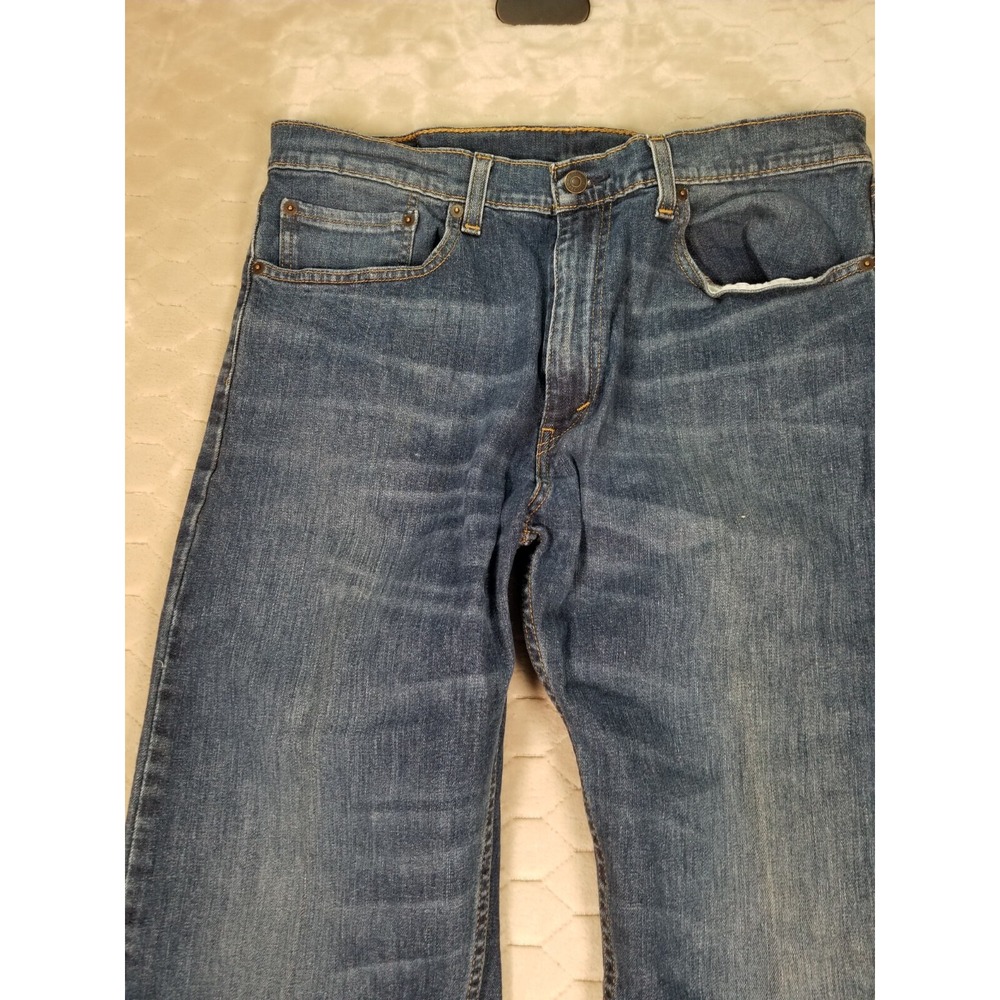 Levis 505 Straight Leg Medium Wash Jeans Fades Tag 36x32 Fits 36x31 See Pics - Picture 4 of 16